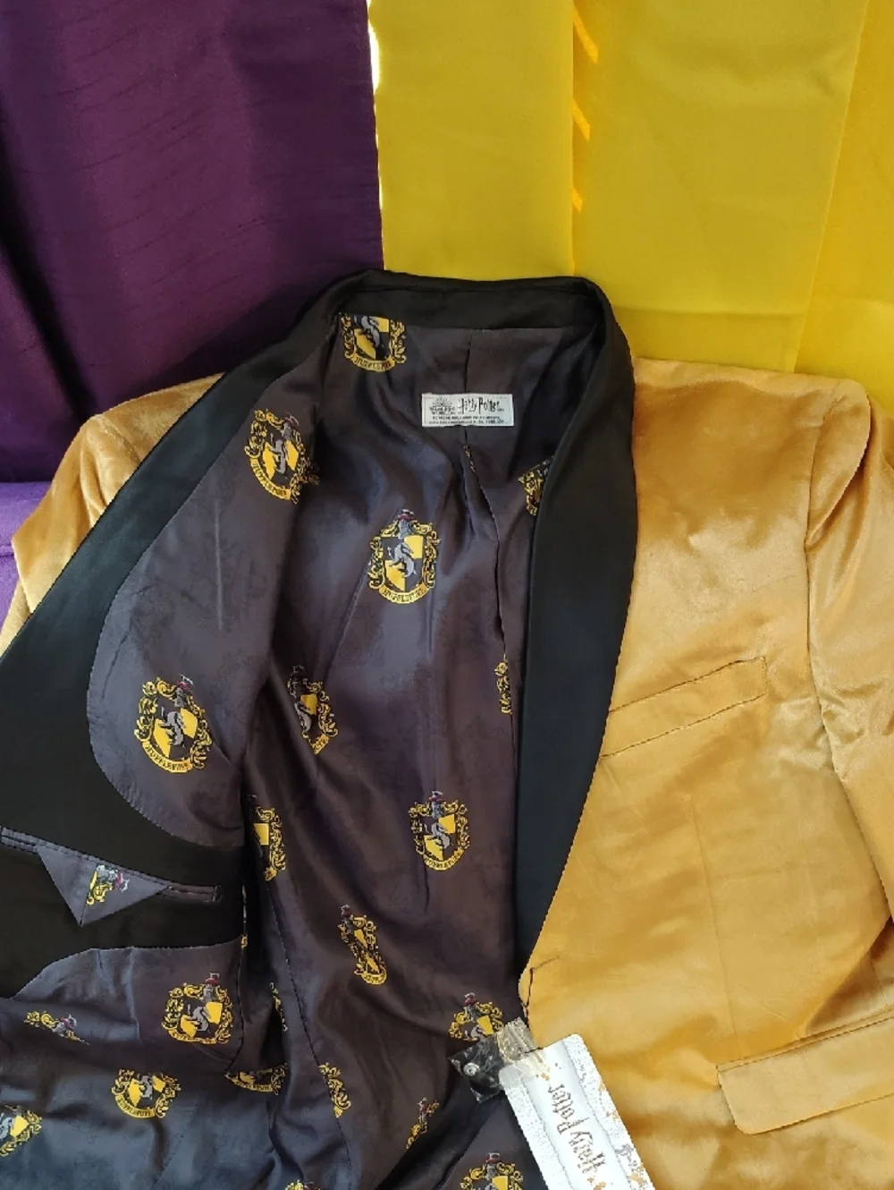 Warner Bros. Gold Velvet Blazer with Black Shawl Collar